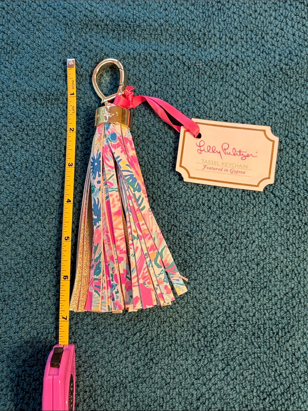 Lilly Pulitzer Pink Multicolor Floral Tassel Keychain with Gold Hardware- Gypsea